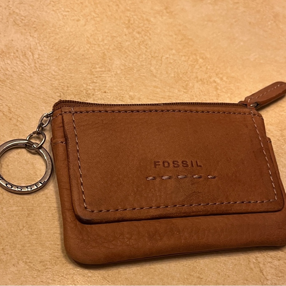 Fossil Tan Leather Keyring Wallet